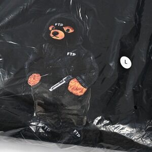 FTP Hooded Bear Crewneck - Black - Size Large - Deadstock Streetwear Skater